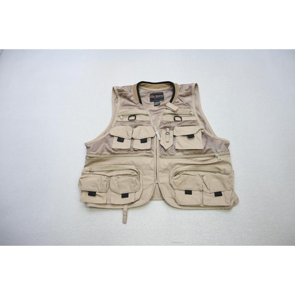 Rio‎ Bravo Fishing Safari Cargo Vest Hunting Tackle Beige Mens Size Large